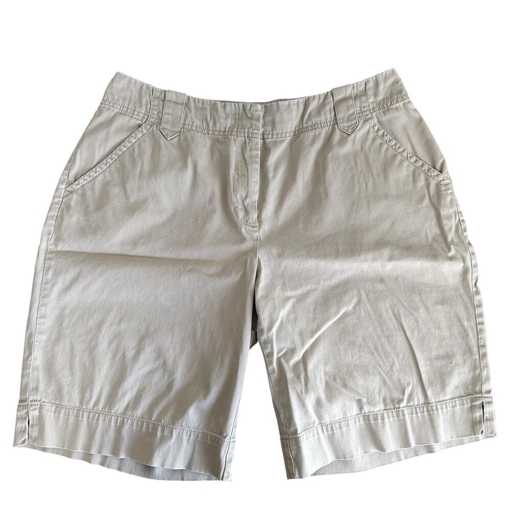 Charter Club Women’s Tan Khaki Allison Fit Long Preppy Bermuda Shorts Size 8